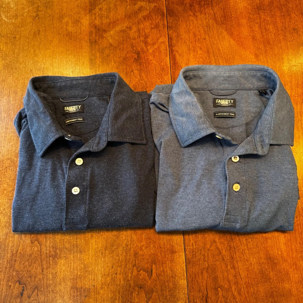 Faherty Polo Shirt Men Large Blue 2-Pack The Movement Polo Stretch Performance